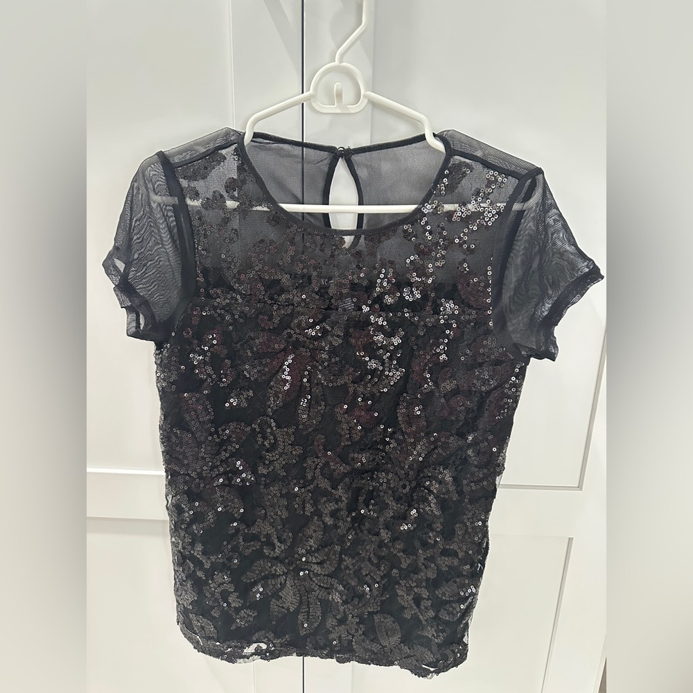 INC International Concepts Black Lace top Size Small